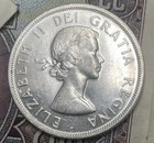 1958 Fine Silver Canada Totem Bc  1 Dollar Coin Au-bu