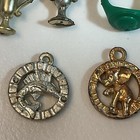 Vintage Cracker Jack Gumball Prize Lot Of 7 Green Plastic Rings Trophies Charms
