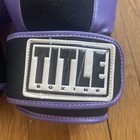 Title Boxing Gloves Large Gel Enforced Lining Leather Black Purple 12oz