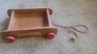 Vintage Playskool Wooden Pull Toy Wagon For Blocks Solid Wood With Original Pull