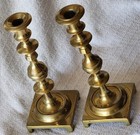 Solid Antique Brass Sabbath Candlesticks  18th Or 19th Century  Heavy  Details