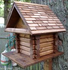 Log Cabin Rustic House Bird Wood Wooden Shingled Roof Birdhouse Garden-yard-tree