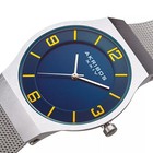 Akribos Xxiv Ak851bu Slim Classic Bold Blue Dial Mesh Bracelet Mens Watch