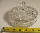 Vintage Fine Cut Glass  Large Powder Jar   Trinket   Dresser Box - 6  Diameter