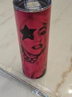 Lady Gaga Black pink Pop Star Metal Tumbler travel Mug cup W  Metal Straw  new 