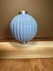 Antique Rounded Pleated Blue Milk Glass Lightning Rod Ball Bmg Copper Caps