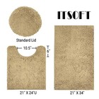 Itsoft 3pc Non-slip Chenille Bathroom Mat Set - 24x21  U-shaped  Beige