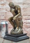 Large Rodin Famous The Thinker Bronze Marble Sculpture Art Deco Marble Artwork