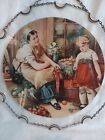 Rare Antique Victorian Mother Girl Child Print Flue Cover On Glass Original