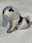 Vintage Miniature Blue   White Puppy Dog Figurine