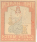 Vintage -  the Harem  Made In Sweden Match Box Label - Xl1f