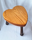 Vintage Wooden Handmade Heart Stool Plant Stand Riser Country Farmhouse Cottage