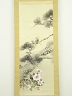 Japanese Hanging Scroll Art Painting  bird And Flower  Sosou Antique Kakejiku