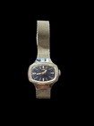 Vintage Timex Women s Watch Silver Tone Metal Mesh Band Black Dial Manual Wind