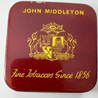Vintage John Middleton Brown Square Metal Tin  Tobacco 2 X 2  Empty