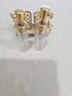 Vintage Designer Cherub Perfume Glass Bottle Set Gold Filigree Holder Signed Sf