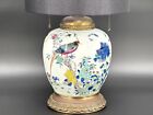 Antique Chinese Famille Rose Porcelain Jar Mounted As Lamp  Kangxi Reign Mark 