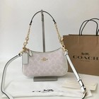 Coach Signature Canvas Teri Shoulder Bag  Brass chalk Ca548 Nwt