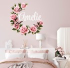 Custom Name Flower Butterfly Wall Decal - Wall Sticker For Girls Room Removable