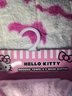 Pink white Baby Girl Hello Kitty Hooded Towel   3 Washcloth Set - New