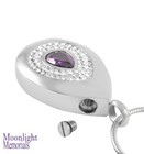 New Teardrop Eye Purple Crystal Cremation Urn Keepsake Ashes Memorial Necklace