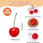 50pcs Artificial Red Cherries Fake Fruit Decor Lifelike Foam Cherry Decoration