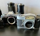 Large Vintage Lot 5   35mm Cameras With Several Lenses   Camera Body