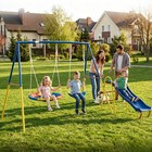 Heavy Duty Swing Set With Slide For Garden Backyard Outdoor Kids Swing Play Toys