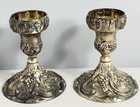 Godinger Silver Plated Candle Stick Holder Set Grape Swirl Pattern 5  Tall Vtg