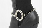 Women Western Boot Bracelet Silver Metal Chain Shoe Oval Shape Charm Ring Bling