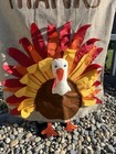 Give Thanks Thanksgiving Turkey 40  X 28  Evergreen 2-sided Burlap House Flag