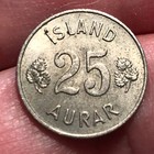 1960 Iceland 25 Aurar Copper-nickel Coin - Au   almost Uncirculated  Condition