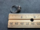 2 38g Vintage Sterling Silver 925 Ring Black Grey Clear Accents Size 5 M