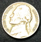 Jefferson Nickel 1949 Circulated Old Vintage 5 Cent Coin No Mint Mark Post-war