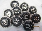 Chanel 10 Buttons  22mm  Silver  Tone  Black    This Is For 10
