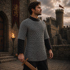 Aluminum Chainmail Haubergeon Shirt     Riveted Viking Knight Armor  Lightweight