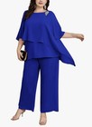 Hanna Nikole Blue Mother Of Bride 2 Piece Chiffon Pants Set-plus Size Xxl Petite