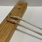 Rare Japanese Tea Ceremony Kazari Hibashi Ash Chopsticks Silver Twin Cranes