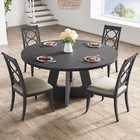 47 In Round Dining Table Set For 4 To 6 Farmhouse Wooden Top Grey No Chairs