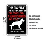 Beware Of Dog Metal Sign Funny Warning Signs For Is Protected By German Shepher