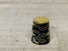 Vintage Cloisonne Enamel Thimble Black Yellow Bird Floral Sewing Collectible 1