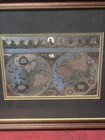 Vintage Framed Gold Foil Blaeu Wall Map Of Old World 