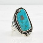Navajo Natural Turquoise Southwestern Sterling Silver Ring Size 10 3 4