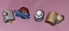 4 Vintage Enesco Ceramic Bisque Thimble Country School Windmill Barn Lighthouse