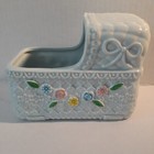 Vintage Napco Light Blue Bassinet Cradle Planter Nursery Decor Vase Flowers