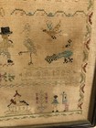Cross Stitched Needlework Sampler Framed