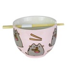Enesco Pusheen Ramen Bowl   Chopsticks Set Pink 4  18oz Our Name Is Mud Cat