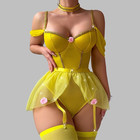 Romantic Women s Underwear One-pieces Bodysuit Mini Skirt Stockings 3 Pieces Lin
