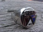 1950s Ford Car Crest Silver Chrome Ring Size  12 Nos Unique Hi-quality