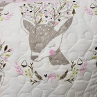 Woodland Creatures Baby Deer Nursery Quilted Pillow Pink Gold Brown 16  Square